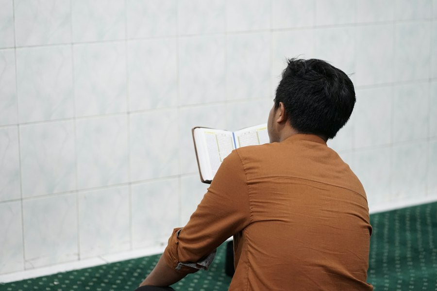 Advanced young Quran learner preparing for supervised recitation